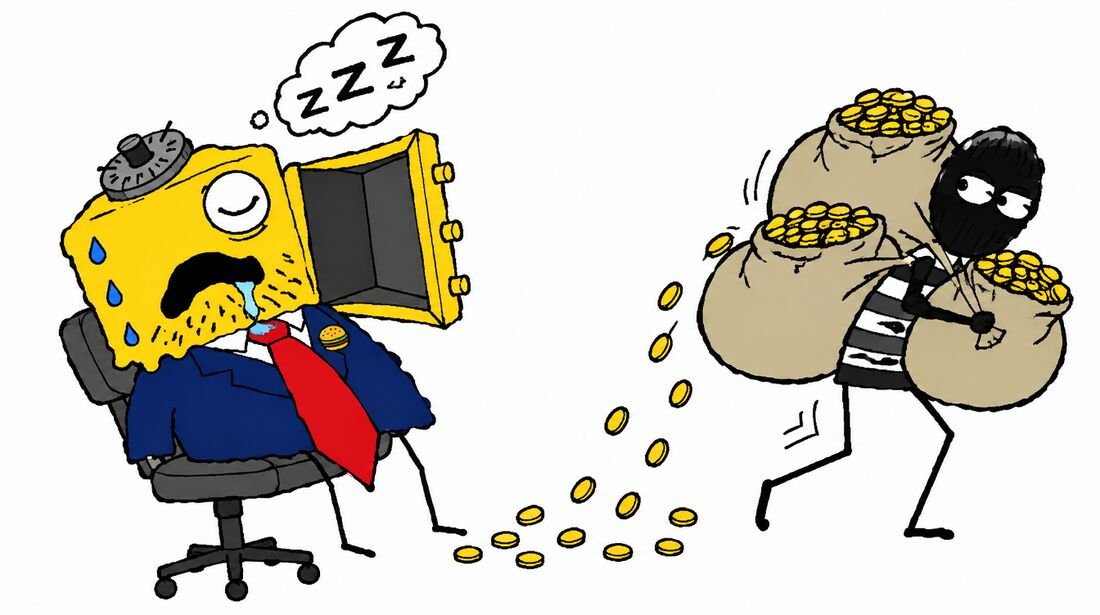 Hakker stealing coin sacks while Sefu sleeps